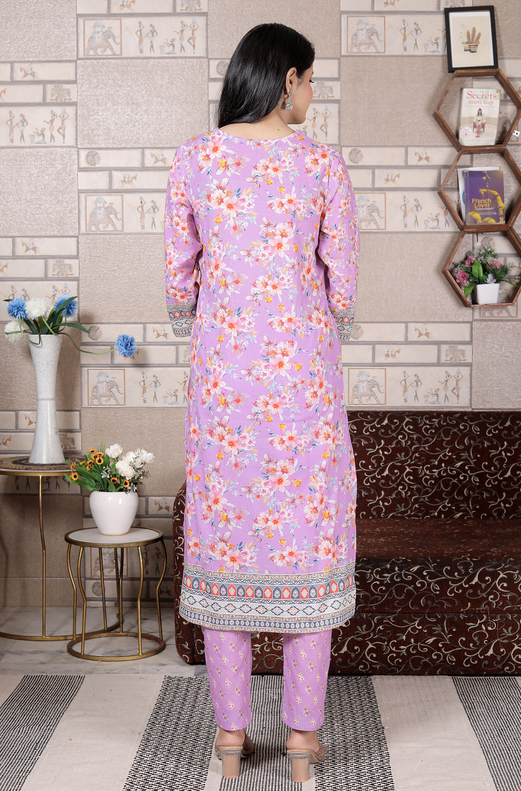 PRIYANSH DRESSES, Women's floral Printed Kurti Set with Dupatta and Pants
