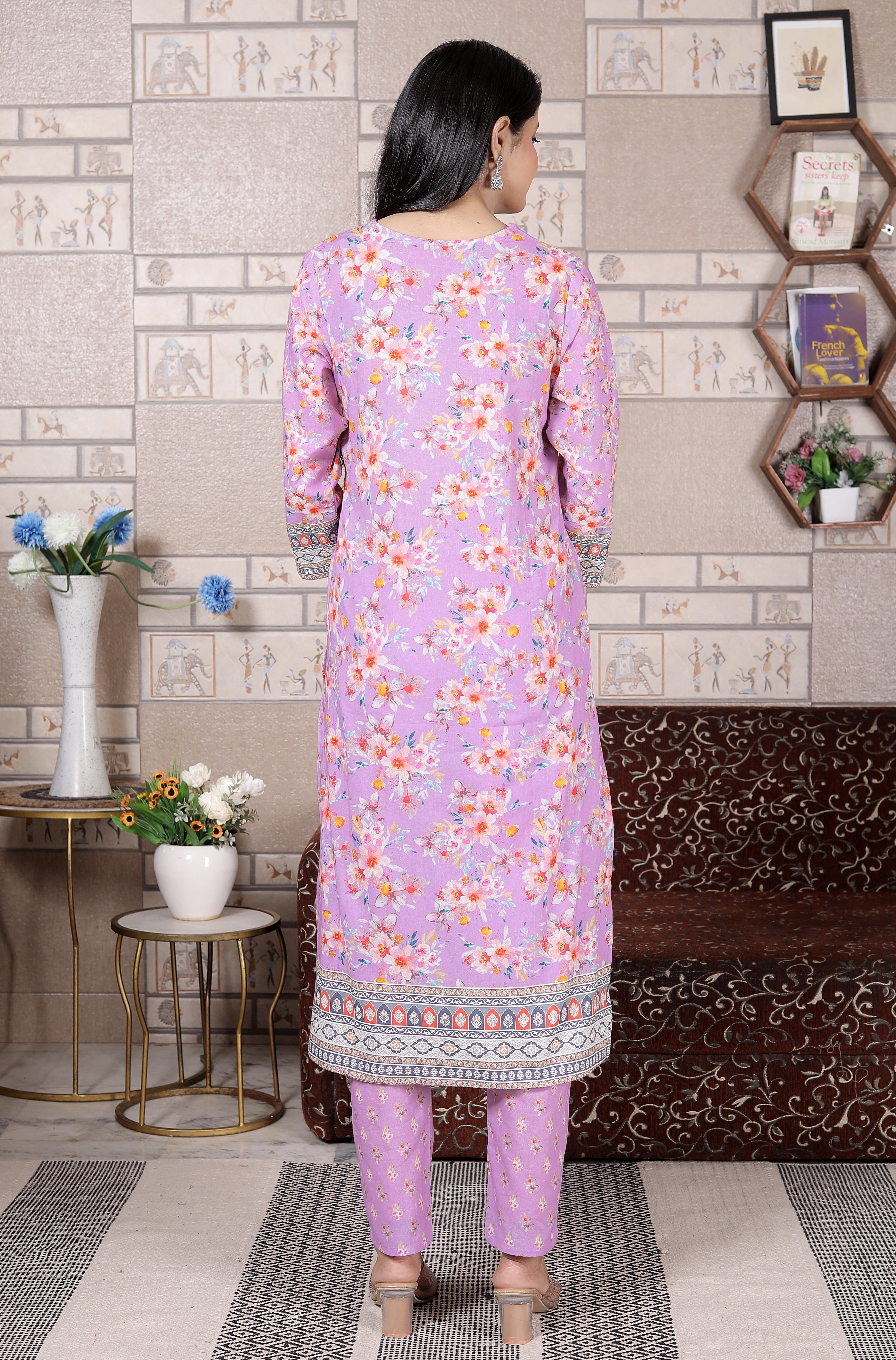 PRIYANSH DRESSES, Women's floral Printed Kurti Set with Dupatta and Pants