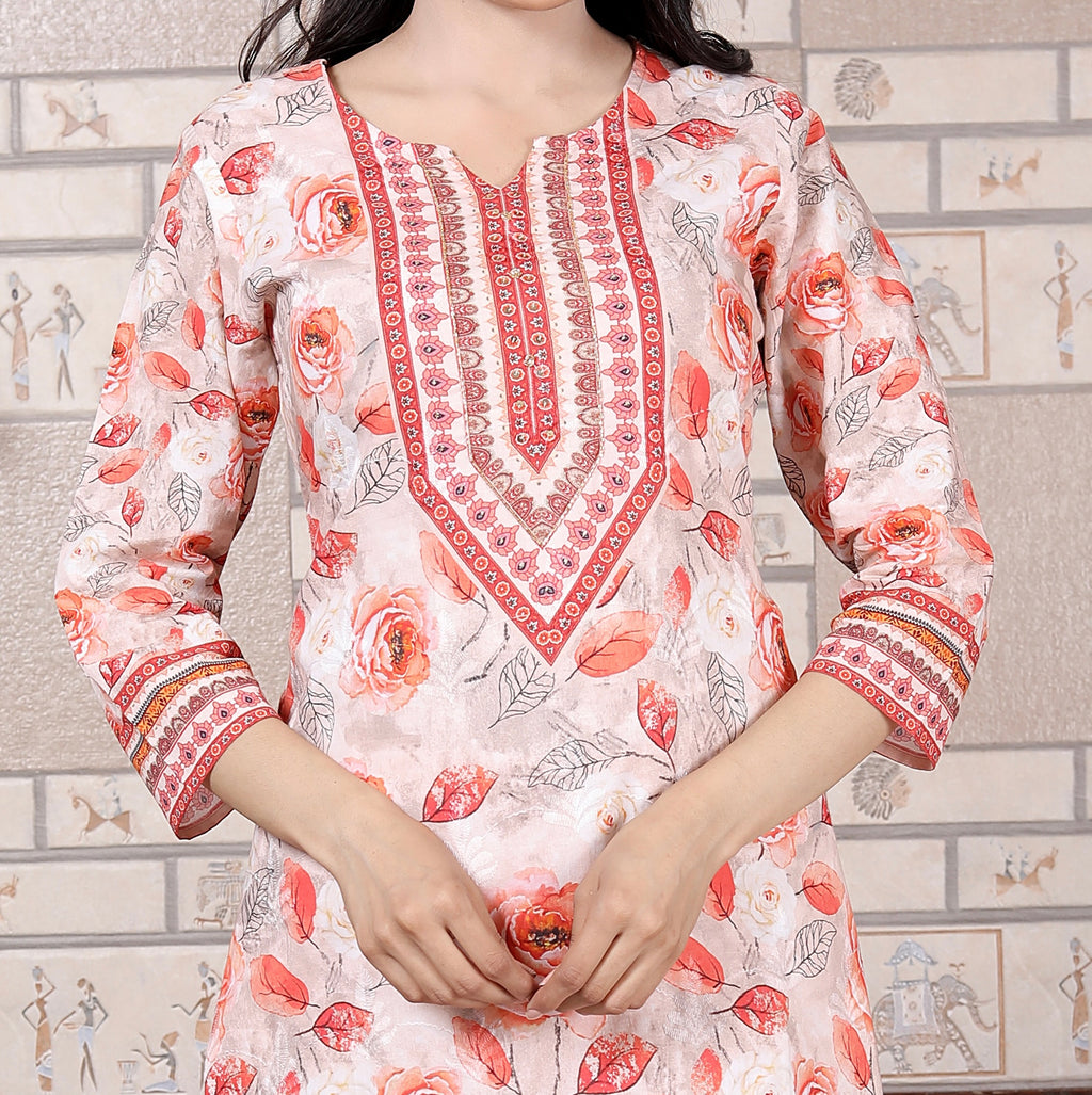 PRIYANSH DRESSES, Women's floral Printed Kurti Set with Dupatta and Pants